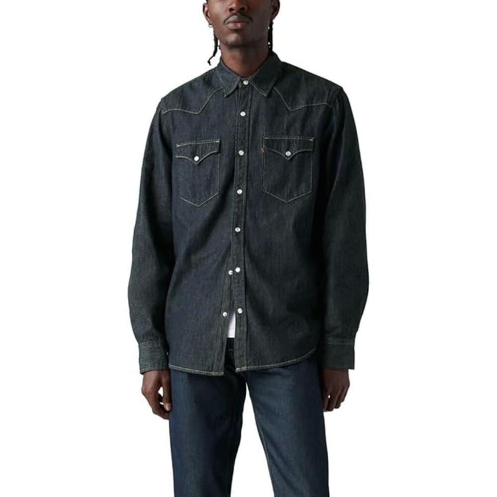 Levi's Western Shirt Mens 2XL Black Standard Fit Button Up Flap Patch Pockets